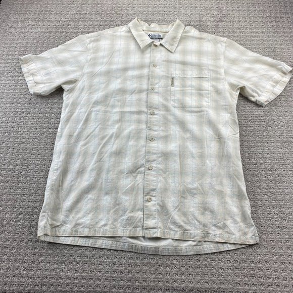 Columbia Other - Vintage Columbia Shirt Men Extra Large XL Beige Plaid Casual Button Up Polo